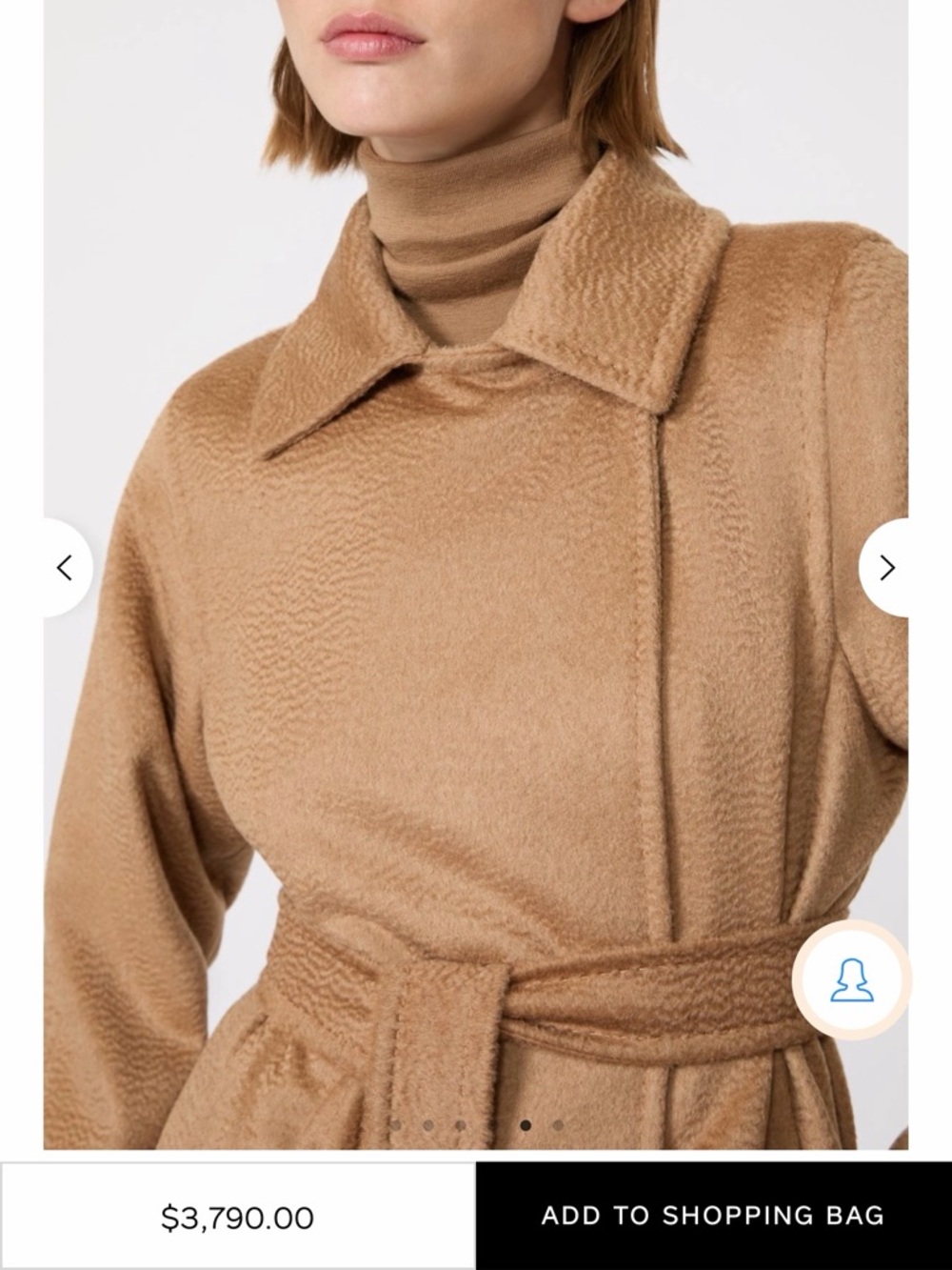 MaxMara Tan Wool Coat with Satin Lining - Picture 8 of 8
